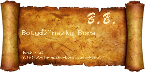 Botyánszky Bors névjegykártya